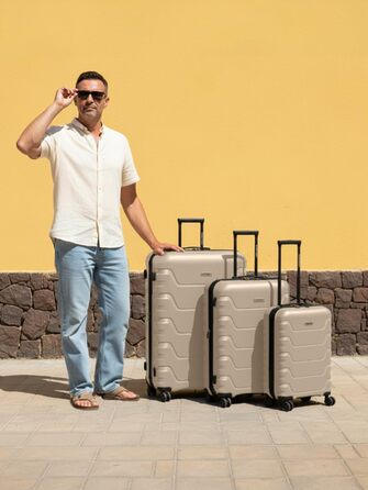 Набір валіз SMARTBOX Hartschalen 3 шт. | Розширюваний, з TSA-замком, з поліпропілену | Beige (Edition 01)