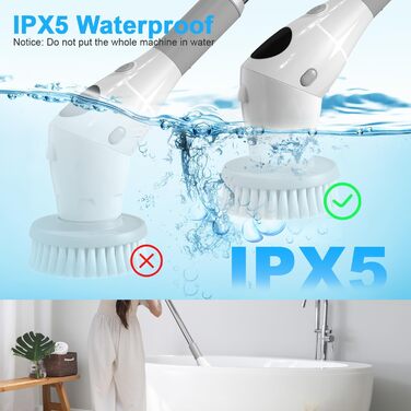Electric Cleaning Brush, Electric Spin Scrubber Cordless with 8 Interchangeable Brush Heads, 3 Speed, Adjustable Handle, LED Display Electric Brush for Bathroom, Kitchen, Car, Tiles