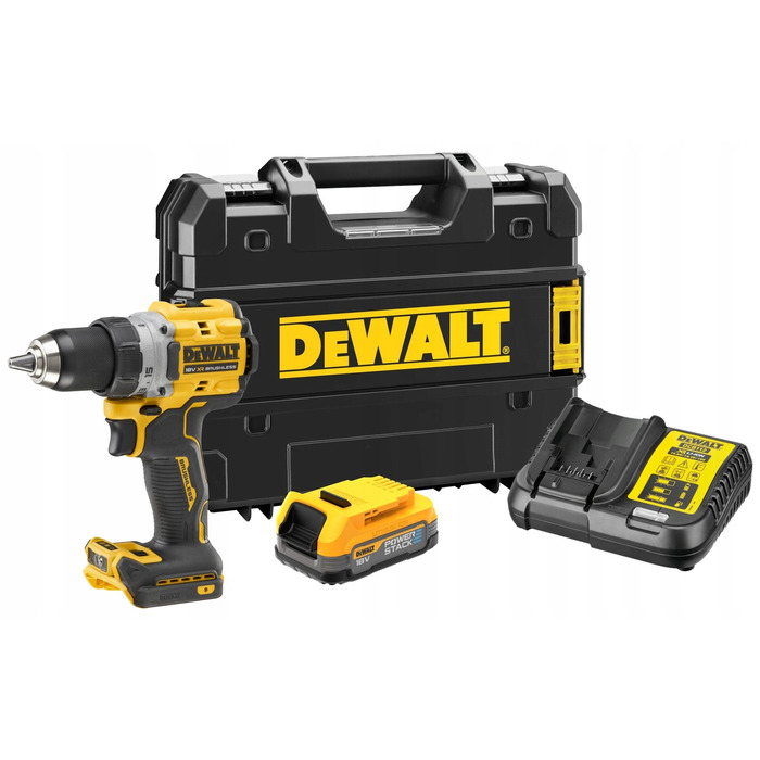 Дриль-викрутач DeWALT DCD800E1T 18V XR PowerStack, 90Нм, комплект з АКБ 1,7Аг