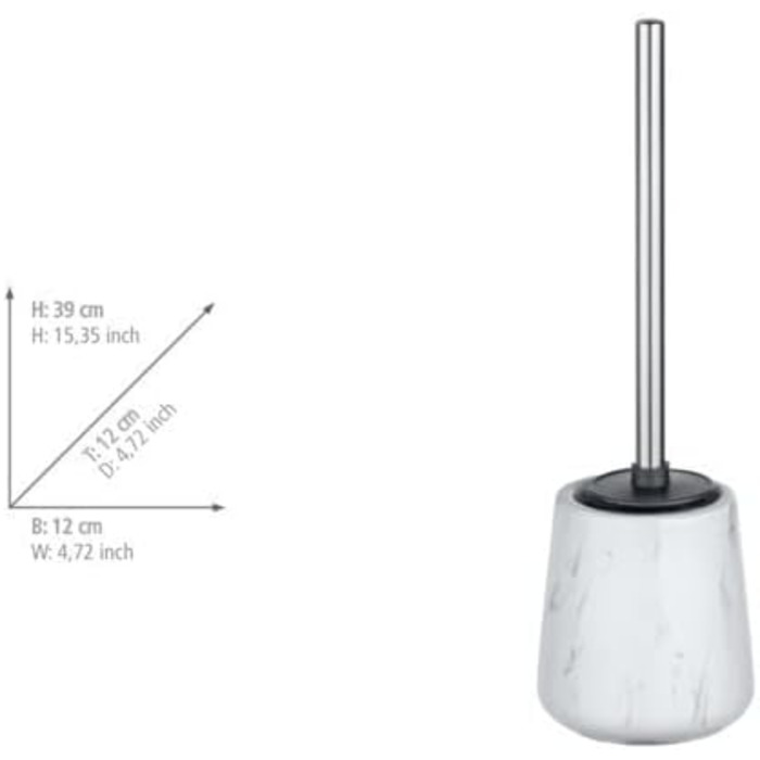 Набір для туалету WENKO Adrada: тримач для щітки та щітка з силікону, кераміка, білий