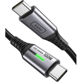 Кабель USB-C 100W з підтримкою PD3.0, 3м, чорний. Кабель USB-C для iPhone, Samsung, Pixel, iPad, MacBook. Нейлон, швидка зарядка