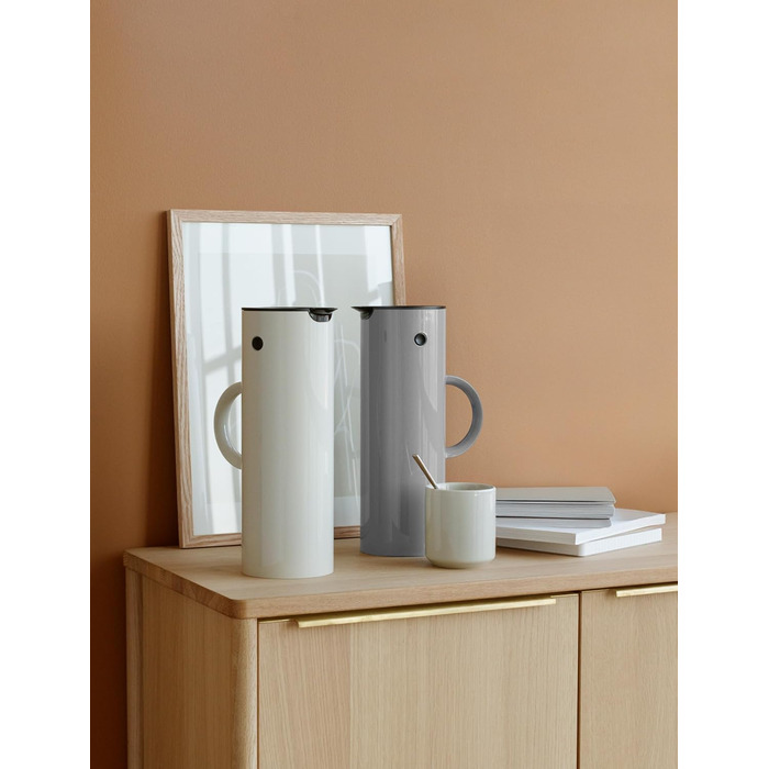 Термос Stelton EM77 - 1 літр, сірий | Зберігає тепло та холод, з скляною вставкою, для чаю та кави, вінтажний дизайн