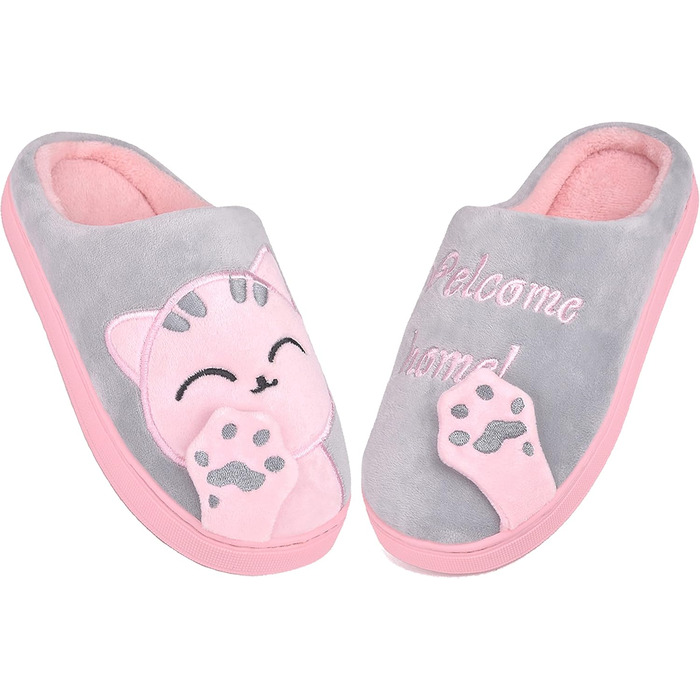 JACKSHIBO Теплі плюшеві тапочки для дому (зимові) - чоловічі/жіночі, унісекс, сірі (38/39 EU)