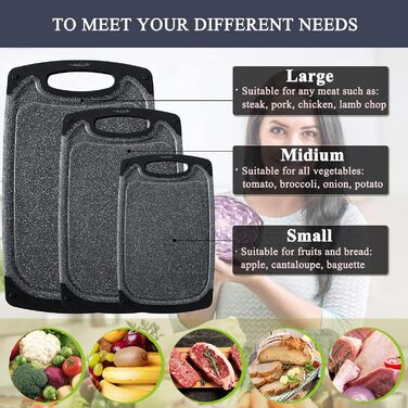 Набір обрізних дощок KIMIUP з пластику, 3 шт., з неслизькими ручками, BPA-Free, для кухні, набір, миючі в посудомийній машині