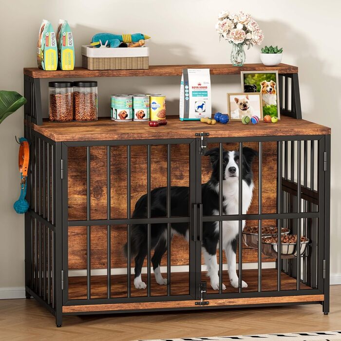 Будка для собак з дерева, 100x60x85 см, з годівницями, для собак до 35 кг, в стилі меблів