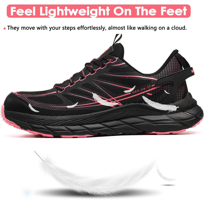 Черевики робочі чоловічі/жіночі, захисні черевики зі сталевим підноском, легкі, дихаючі, EU 37-46 (Рожевий, 39 EU)