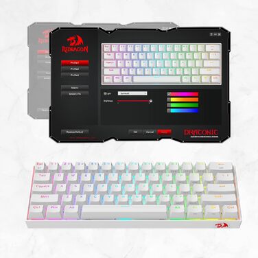 Redragon K530 Pro Draconic - Механічна ігрова клавіатура 60% з RGB підсвічуванням та Tactile brown перемикачами (61 клавіша, Hot-Swap, Bluetooth/USB, Windows/Mac/Android)