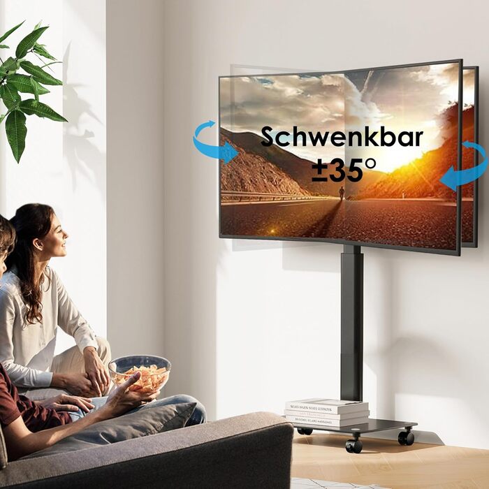 FITUEYES Rolling TV Stand with Wheels - Tilting ±15° Swivel ±35° Adjustable Height TV Cart for 19-42 inch Flat Screen TVs up to 35kg, VESA 200x200