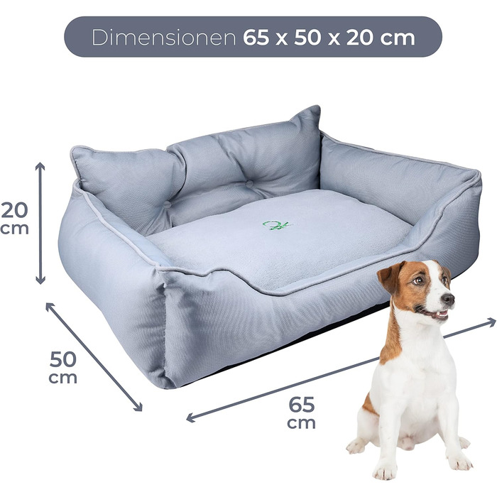 UNITED COLORS OF BENETTON. Pets - Dog Bed, Ergonomic Bed, for Medium-Sized Dogs, Made of Polyester, Machine Washable, Grey, Size M, 65x50x20 cm