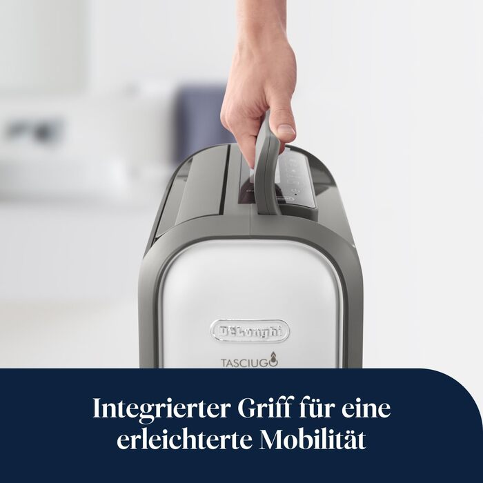 Зволожувач повітря De'Longhi Tasciugo AriaDry Light - портативний, з іонізацією, технологія цеоліту, 7.5 л/день, сушка білизни, сірий (DNS65)