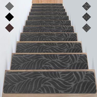 GOYLSER Non-Slip Stair Treads for Wood Stairs - 15 Piece Set (76x20cm) - Felt Self-Adhesive Indoor Stair Mats