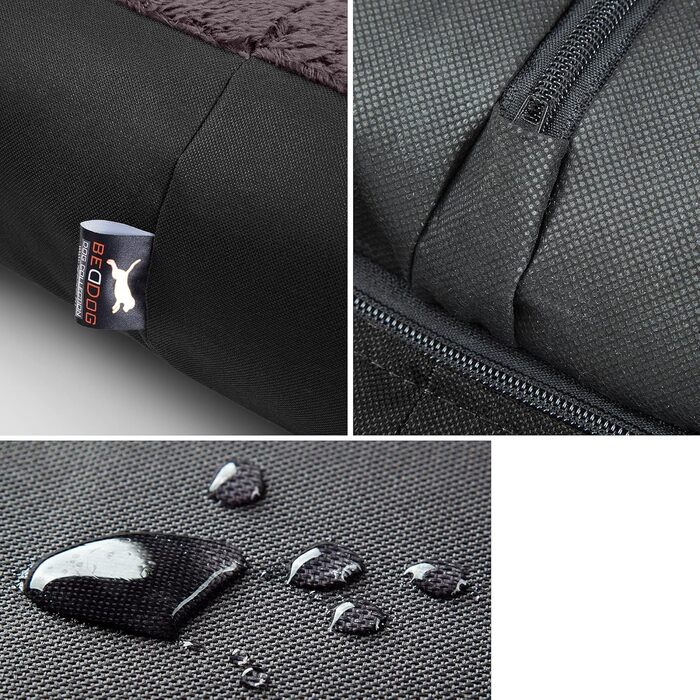 Ліжко для собак BedDog Teddy, зручне диван-ліжко з Cordura та мікрофібри, чорно-коричневе, розмір L, 80 x 65 x 18 см