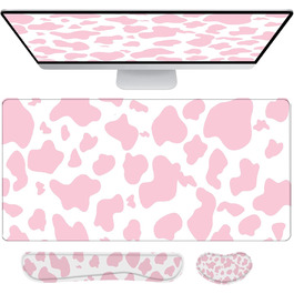 Килимок для миші 80x40 см 3-в-1 з підставкою для зап'ястя та клавіатури, рожевий (J2)