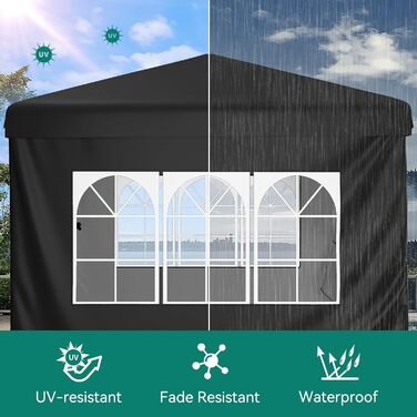 YITAHOME Outdoor Pop-Up Gazebo with Sides, Folding Gazebo, Waterproof Folding Garden Gazebo for All Seasons, Camping Gazebo, Anti-UV with Free Adjustable Height for Parties, Markets (Black, 2.5 x 2.5 m)