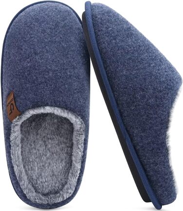 Тапочки жіночі COFACE з фетру, теплі, зручні, з м'якою підкладкою, з антиковзною гумовою підошвою, для дому та вулиці (Темно-синій, 37 EU)