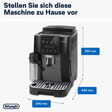De'Longhi Magnifica Start ECAM222.60.BG, fully automatic coffee machine with LatteCrema milk system for automatic cappuccino, 4 direct selection buttons, soft-touch control panel, 