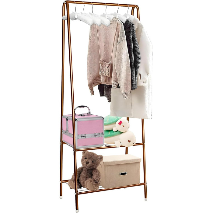 Стійка для одягу на колесах, Clothes Rack - міцна конструкція, стійка для зберігання одягу (колір: кавовий)