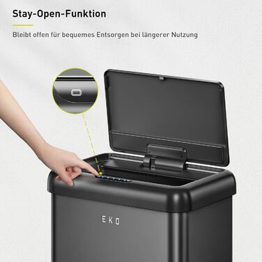 Сортувальний контейнер для сміття EKO Mirage Plus 3 відділення (15л + 15л + 30л), сенсорний, нержавіюча сталь, 60л, з пластиковими відрами