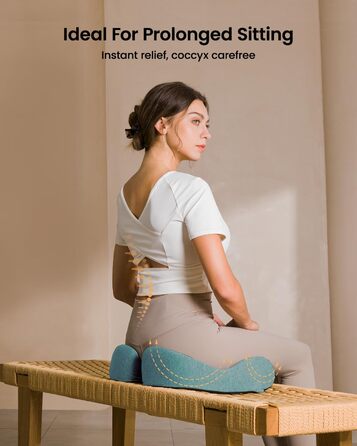 Ортопедична подушка для сидіння ProtoArc для офісного крісла, ергономічна подушка для куприка з піною з пам'яті, рівномірний розподіл тиску, подушка для куприка для повсякденного комфорту для інвалідного візка, авто (М'ятно-зелений, великий)