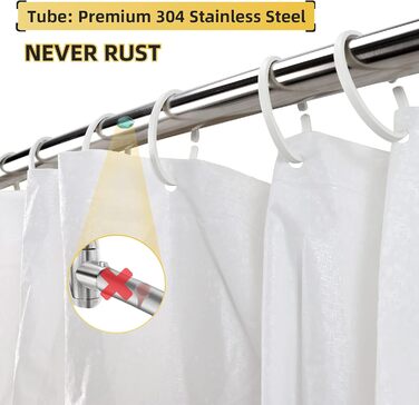 Регульована вигнута штанга для душу, широка, нержавіюча сталь, для ванної кімнати, 106,7–182,9 см (Срібло, 2 шт.)