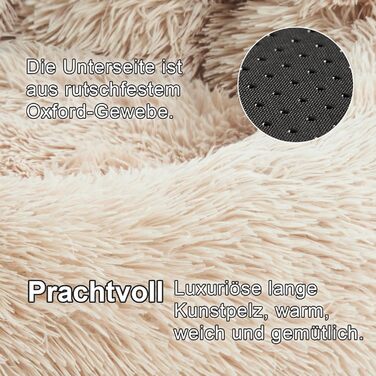 Jiupety Pet Round Dog Bed in Paw Shape, Soothing Donut Dog Bed, Faux Fur Cat Bed, medium size. The diameter is 56cm, comfortable and soft, machine washable (L 56 cm x W 56 cm x H 15 cm, Camel)