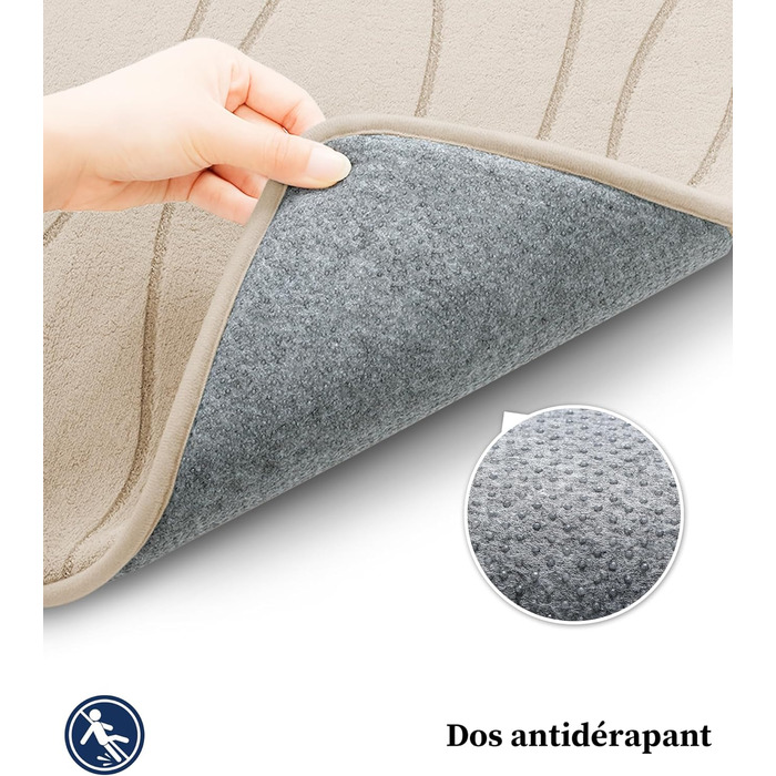 Килимок для ванної кімнати chakme з ефектом пам'яті (Memory Foam), протиковзкий та вологопоглинаючий, бежевий, 60x150 см