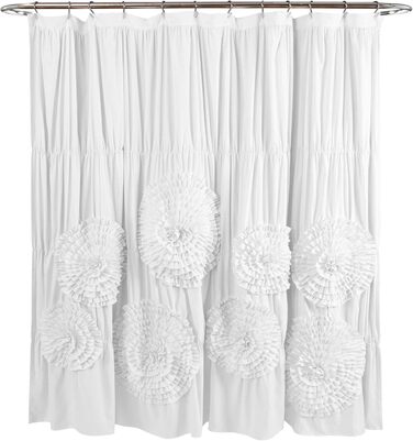 Шторка для душу Lush Decor Serena з рюшами, 183x183 см - квітковий дизайн, вінтажний гламур, стиль кантрі