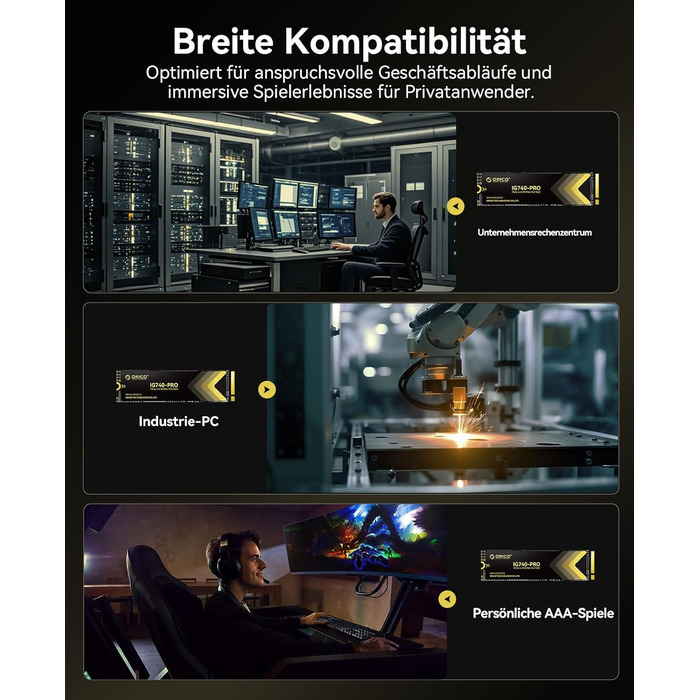 SSD Orico 1TB M.2 NVMe PCIe 4.0 (IG740PRO) - Швидкість до 7100 МБ/с, TLC 3D NAND, з радіатором, для ПК, ноутбука, PS5