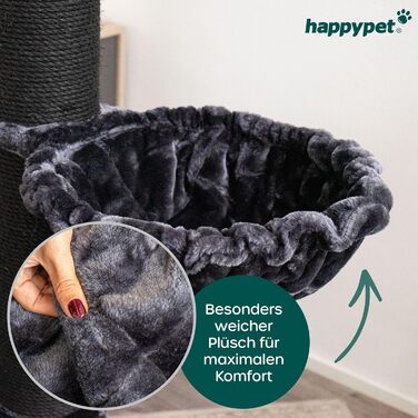 Лежанка HAPPYPET XXL Ø45 см для котів, міцна гамак-ліжко для великих порід, Мейн-кун, антрацит, витримує до 20 кг
