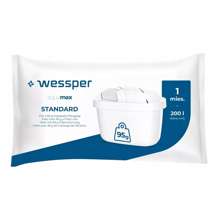 Скляний фільтр-кувшин WESSPER D2 3л (боросилікатне скло), білий + 2 смінних картри own