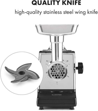Klarstein Kraftprotz 700W Electric Meat Grinder - Copper Motor, 2 Speed & Reverse, Aluminum Housing, Stainless Steel Blades
