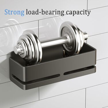 Настінна полиця для ванної кімнати (5 шт. в наборі) з мильницею та тримачем для зубних щіток, без свердління, для ванної та кухні (сірий) (сірий - 2 яруси)