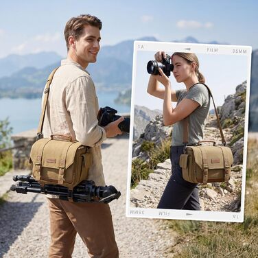 Сумка для фотоапарата RAINSMORE Vintage: Водонепроникний Canvas для DSLR та бездзеркальних камер (Хакі)