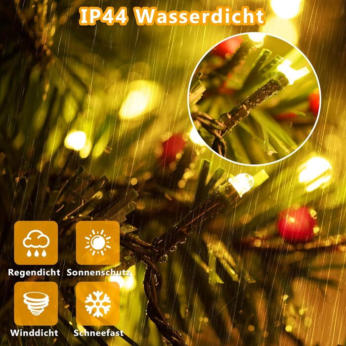 LED гірлянда на батарейках/USB, 10м, 100 світлодіодів, тепле біле світло, з таймером, вологостійка, для декору на Різдво, весілля, вечірки, балкону, саду