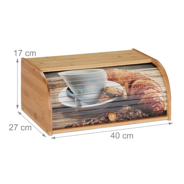 Relaxdays Bamboo Bread Box with Roll-Up Lid