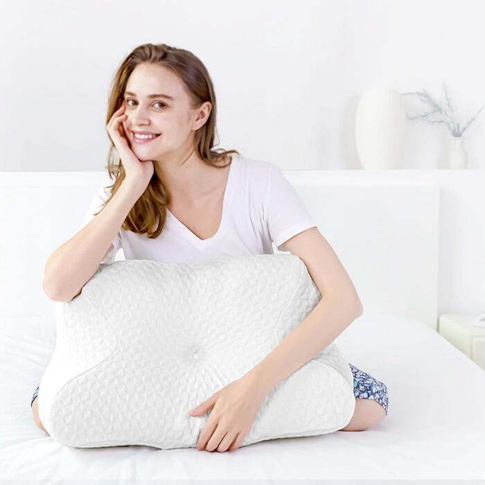 Zibroges Neck Pillow Head Pillow Memory Foam Pillow, Comfortable Neck Pillow for Sleeping, Ideal for Side Sleepers, Back Sleepers, and Stomach Sleepers, Washable Pillowcase, 61x41x11.5cm