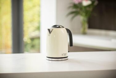 Електричний чайник Russell Hobbs 1.7л, 2400W, Edelstahl Creme, з функцією швидкого кип'ятіння, фільтр від накипу, оптимальна виливна горловина, індикатор рівня води