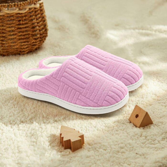 Зручні антиковзні домашні тапочки з memory foam бавовни для жінок (38/39 EU, Рожеві)