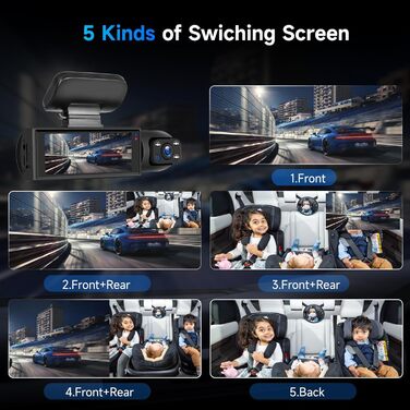 Автокамера Hodozzy з двома об'єктивами, FHD 1080P, IPS 3.16