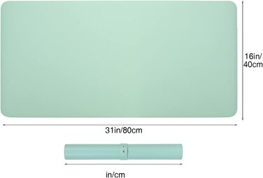 PINKCAT Килимок для миші та захист столу 80x40 см, PU-шкіра, двосторонній, зелено-блакитний