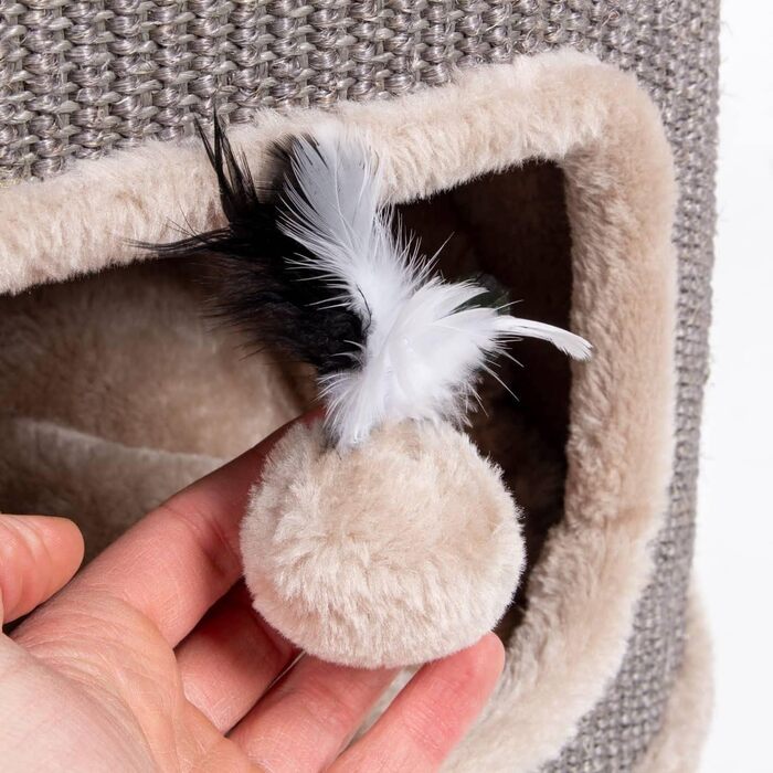 Котячий будиночок-крізьтонні Tony, 90 см: крізьтонні, будиночок з 3 печерами, котячий будиночок з сизалю, меблі для котів (Бежевий)