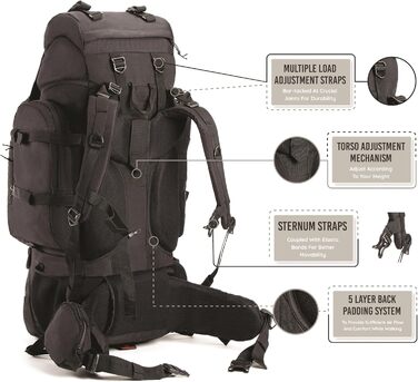 Tripole Rucksack from the Colonel Series with Internal Frame - Featuring Detachable Daypack and Rain Cover