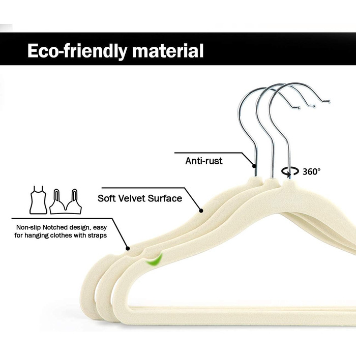 Набір велюрових вішалок для дитячого одягу ilauke (20 шт.), бежевий колір, з антиковзким покриттям