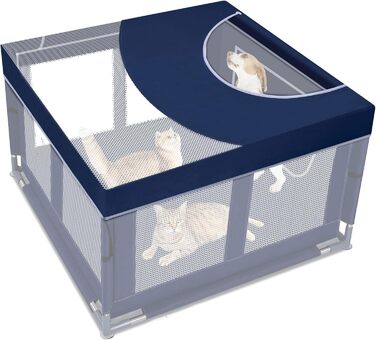 Кінець для собак шестигранний, 114 см, м'який загін для цуценят з тканини 600D Oxford, стабільна конструкція з товстих нержавіючих труб, 65,6 см у висоту, загін для собак маленьких та середніх порід (кришка для загіну, кобальтовий блакитний)