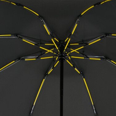 Штормовий парасолька з повним волокном, кишеньковий великий 106 см - з кольоровими спицями - (чорно-жовтий)