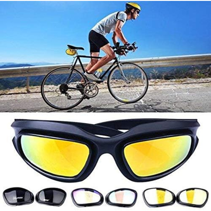 Polarized Driving Riding Lens Sunglasses with 4 Lenses for Motorcycle Bicycle Outdoor Activity Sport Hunting Military