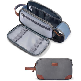 Чоловіча дорожня косметичка Ecohub, водонепроникна, з відділенням для мокрого одягу, з ремінцями, з перероблених матеріалів, з подвійною блискавкою (Синьо-зелений, Сірий)