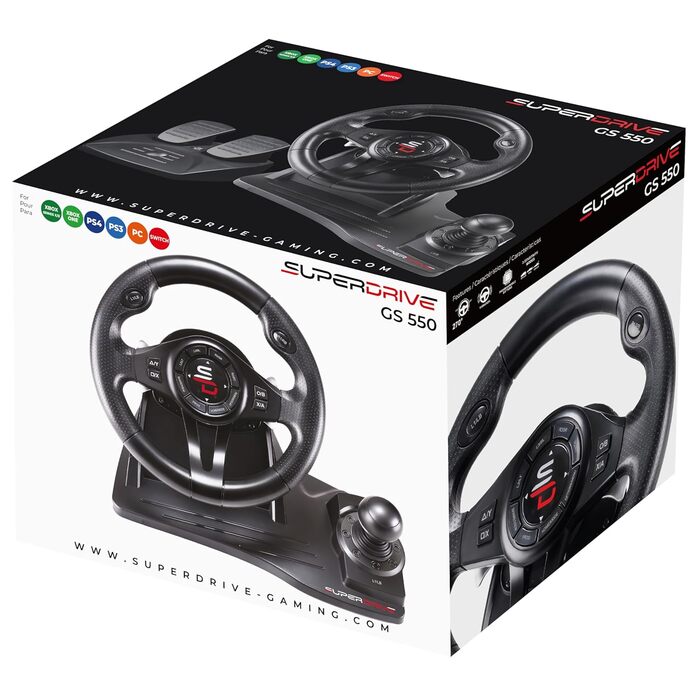 Руль SUBSONIC Superdrive Drive Pro з педалями, кермом, Paddles, вібрацією для Xbox Serie X/S, PS4, Xbox One, PC (програмований) (GS550)