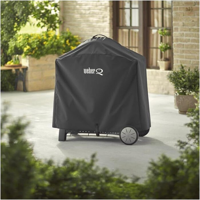 Чохол для гриля Weber Premium Q1000/2000 на підставці або візку, водонепроникний, захист від УФ та вологи, з липучками, чорний