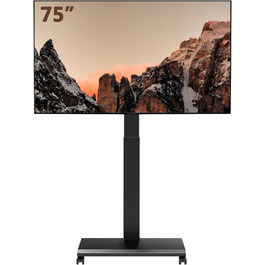 Підставка для телевізора FITUEYES на коліщатках, 32-75 дюймів, LED/LCD/Plasma, чорна, поворотна, нахильна